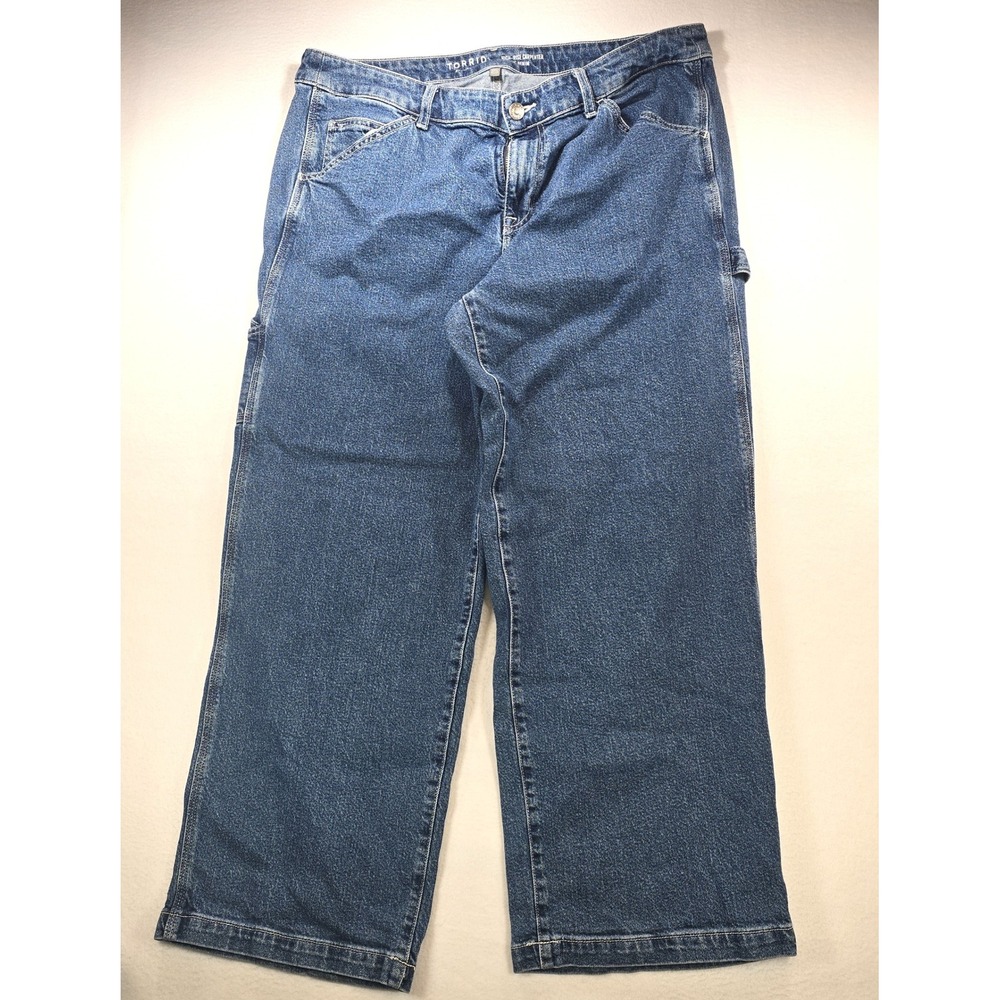 Torrid High Rise Carpenter Wide Leg Jeans Medium Wash Blue Denim Womens 16R